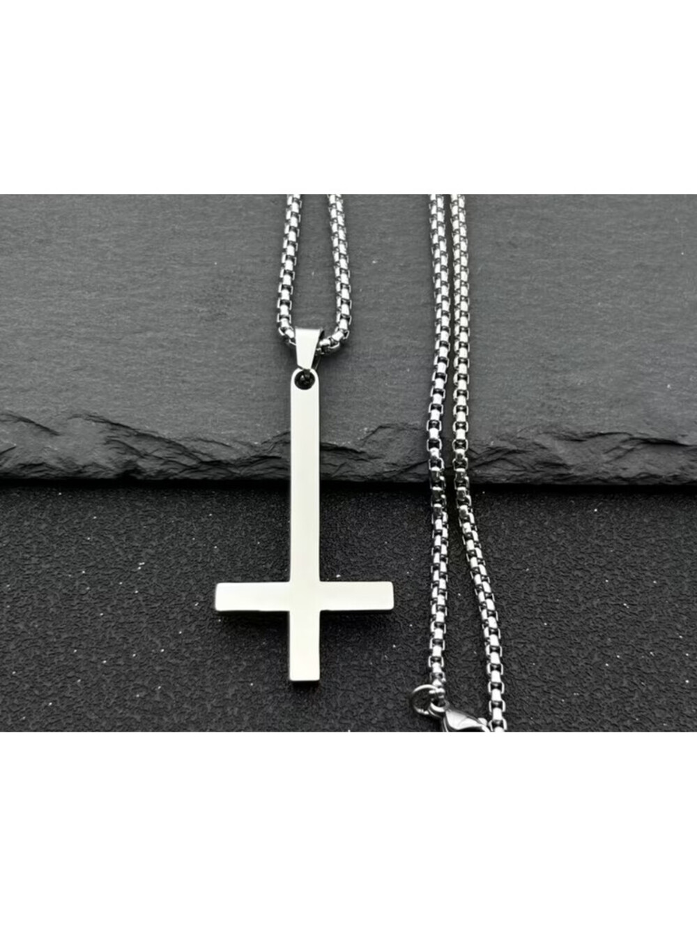 INVERTED CROSS PENDANT Necklace Stainless Steel 666, black metal, death metal